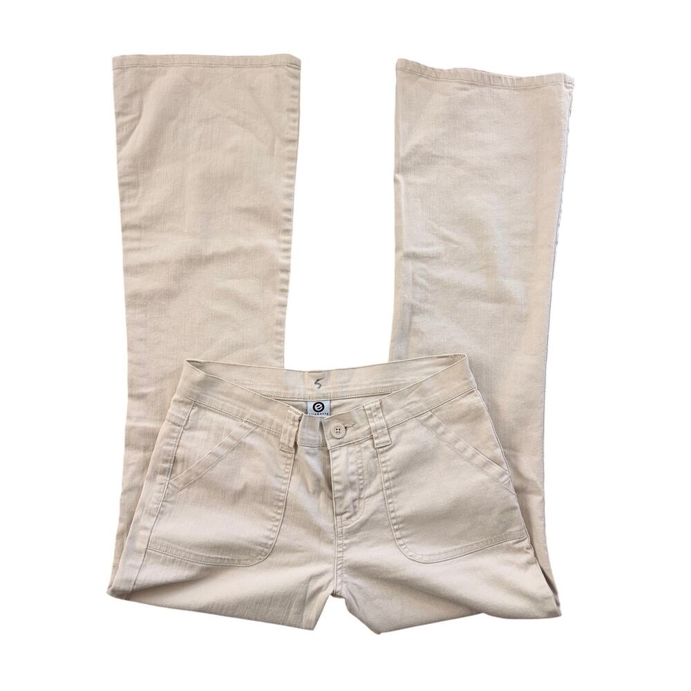vintage y2k ellemenno beige low rise flare pants flap back pockets size 5